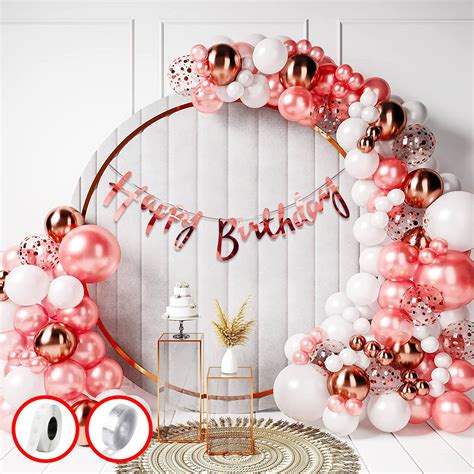 Party Propz Rose Gold Birthday Decoration Items Combo Set For Girls