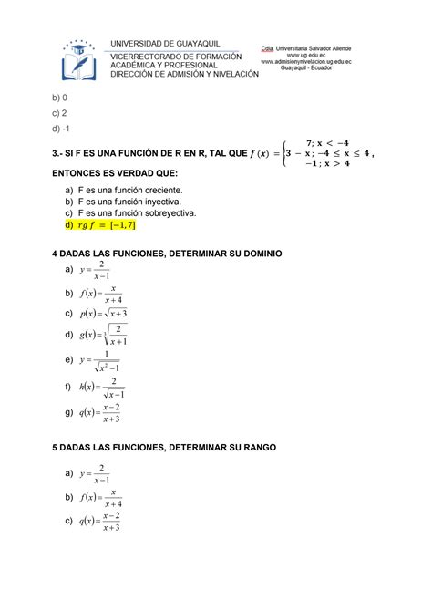 SOLUTION Ejercicios Sobre Funciones De Variable Real Studypool