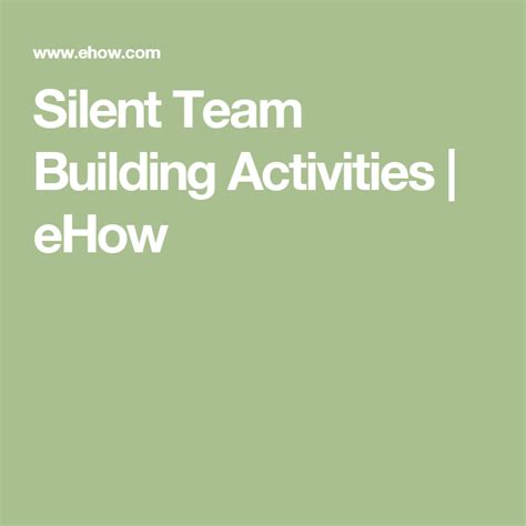 Silent Team Building Activities | Bizfluent | Group team building activities, Team building ...