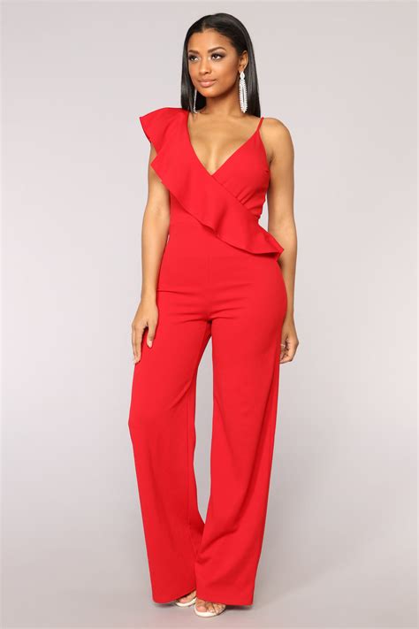 Hard To Get Ruffle Jumpsuit Red