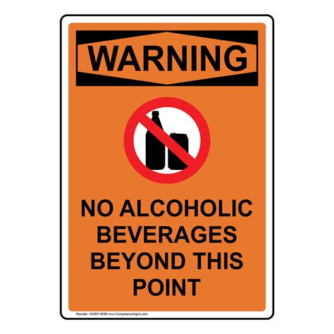 Vertical No Alcoholic Beverages Sign Osha Warning