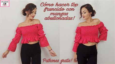 Top O Blusa Fruncida Con Mangas Abullonadas Para Mujer Patrones