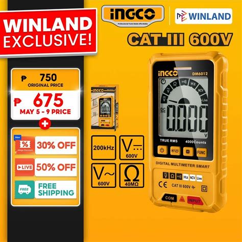 Ingco By Winland Smart Digital Multimeter Tester Dm Ing Pt Shopee