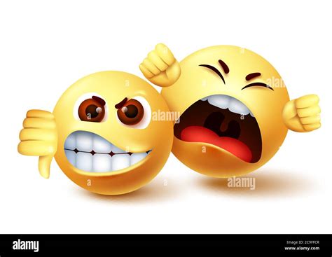 Smiley emoji angry characters vector design. Emoji smiley of mad and ...