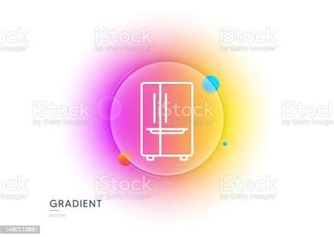 Twochamber Refrigerator Line Icon Fridge Sign Gradient Blur Button Vector Stock Illustration