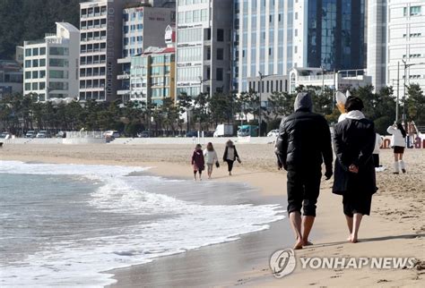 포근한 날씨 송정해수욕장 연합뉴스