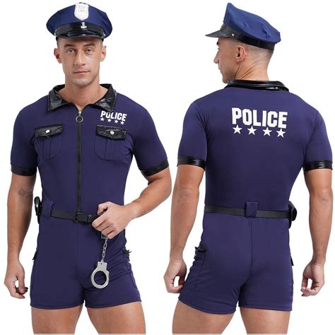 Herren Officer Kleidung Polizist Karneval Kostüme Bodysuit Kostüm