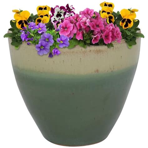 Sunnydaze Decor Resort Ceramic Indooroutdoor Planter Seafoam 13 In Ap 107 The Home Depot