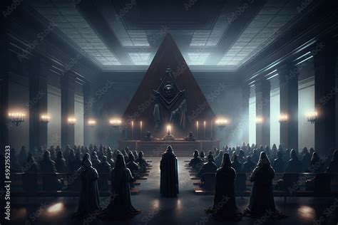 Illuminati Meeting All Seeing Eye Pyramid Concept Of Secret Societies