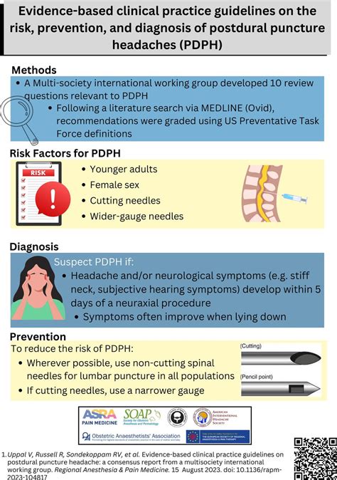 Evidence Based Clinical Practice Guidelines On Postdural Puncture Headache Infographics