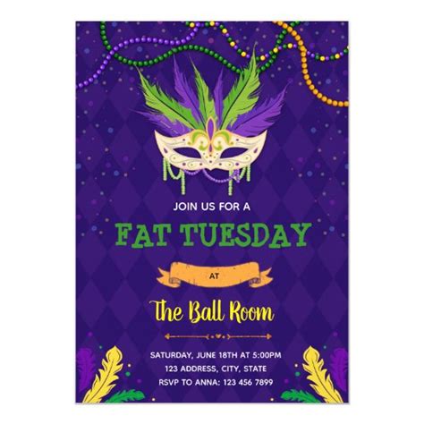 Fat Tuesday party invitation | Zazzle.com