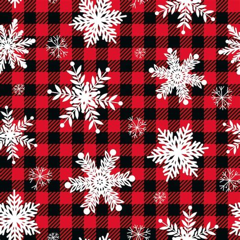 Premium Vector Snowflakes On A Buffalo Plaid Background Vector