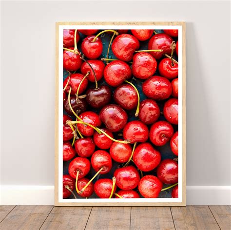 Sweet Cherry Poster Cherry Art Print Kitchen Fruit Art Food Etsy