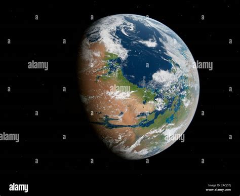 Terraformed Mars Computer Artwork Of A Terraformed Mars Showing