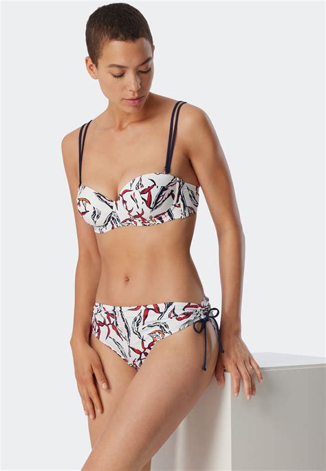 Bandeau Bügel Bikini Softcups variable Träger Blumen Midi Slip