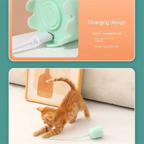 Automatic Rotate Interactive Cat Toys Silicone Mouse Tail Toy Pet