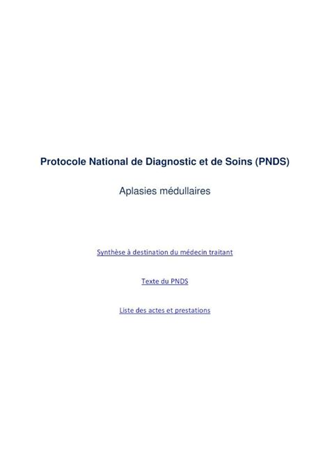 PDF Protocole National De Diagnostic Et De Soins PNDS Laplasie