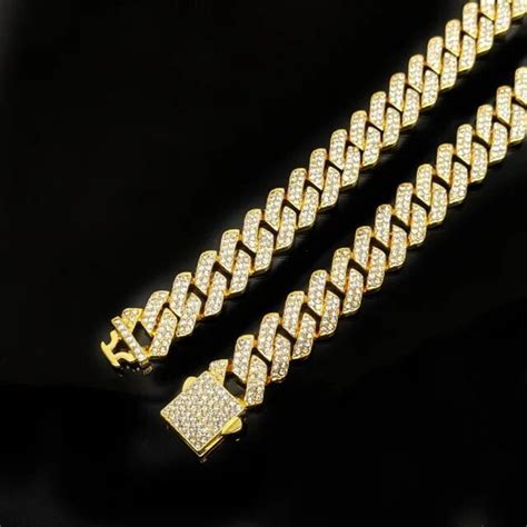 GQ HipHop Men Women 14MM Prong Cuban Link Chain Necklace Bling Iced Out