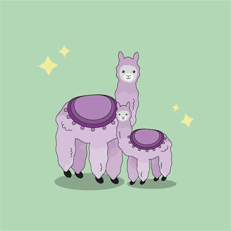 Premium Vector Drawing Of Two Llamas