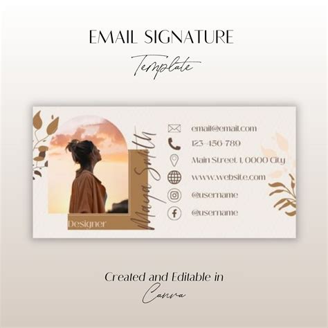 Email Signature Template Gmail Canva Template Editable In Canva Email