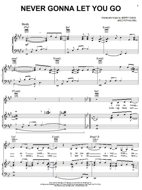 Sergio Mendes "Never Gonna Let You Go" Sheet Music Notes, Chords ...