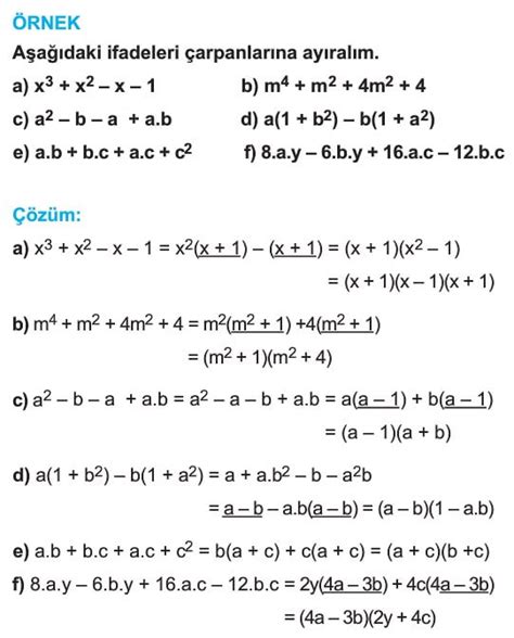 Polinomlarda Çarpanlara Ayırma konu anlatımı Çözümlü Sorular 10 Sınıf