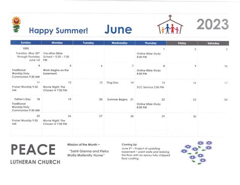 Calendar | Peace Lutheran Church