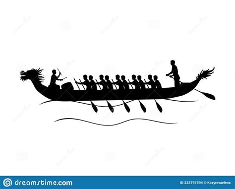 Silhouette Of Dragon Boat Racing Chinese Festival Stock Vector