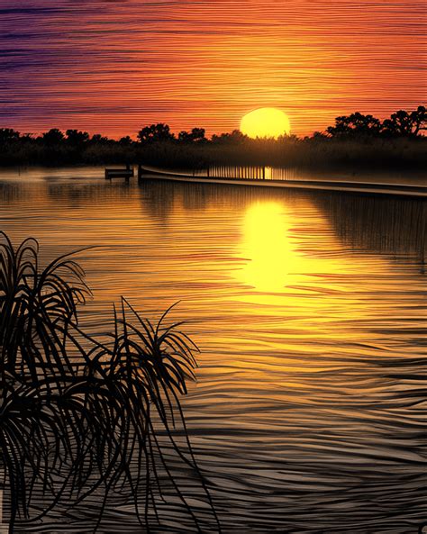 Bayou Sunset · Creative Fabrica