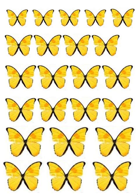 Бабочки желтые для торта Mariposas para imprimir Plantilla de