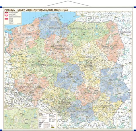 Polska Administracyjno Drogowa Mapa Cienna Compass