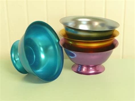 NICE Vintage Set of Four Jewel Tone Aluminum Ice Cream Sundae Bowls ...