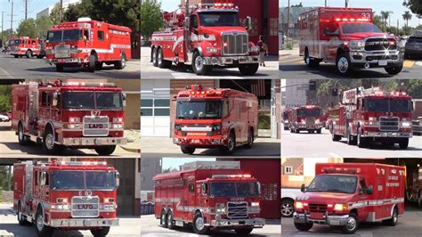 Fire Trucks Responding Compilation Los Angeles Fire Dept Collection