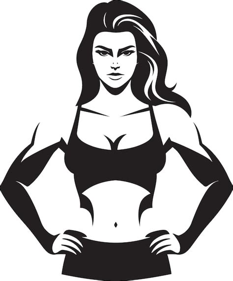 Una mujer con cabello largo está de pie en un bikini negro Vector