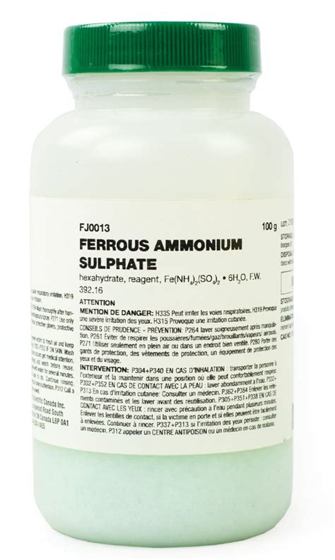 Ferrous Ammonium Sulfate Reagent 100 G Flinn Scientific