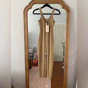 House Of Cb Dresses House Of Cb Nwt Tomlin Tan Nude Beige Bodycon Slinky Stretch Sculpted