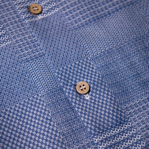 Рубашка Naked and Famous Aloha Shirt Dobby Patchwork Pale Blue