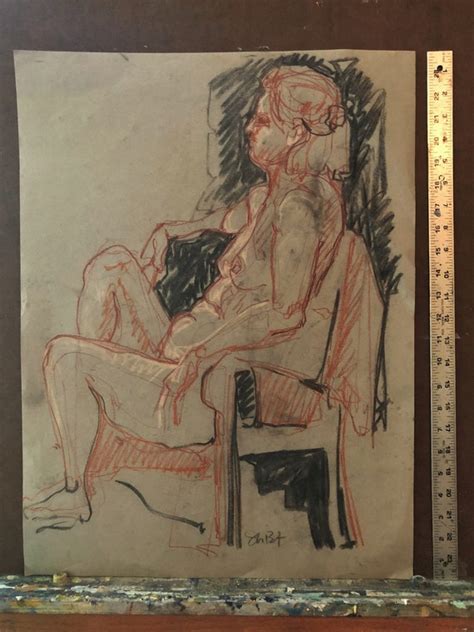 ORIGINAL Drawing Figure Study Charcoal And Conte Nude Etsy