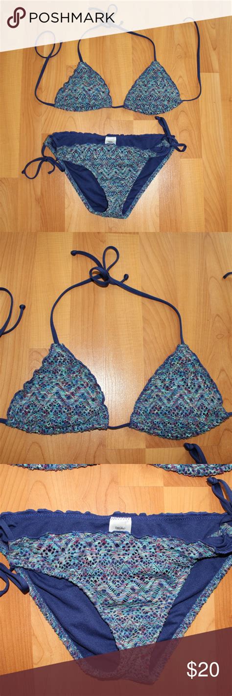 Mossimo Sz S Swimsuit Navy Blue Bikini Top Bottom Blue Bikini Top