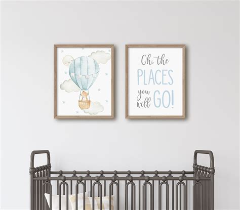 Hot Air Balloon Nursery Wall Art Oh The Places You Will Go Etsy