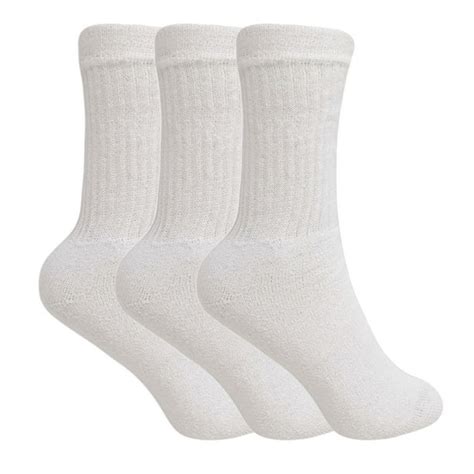 Awsamerican Made Cotton Crew Socks For Women White 3 Pairs Size 9 11