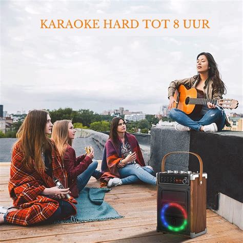 Karaoke Machine Met Twee Draadloze Microfoons Draagbare Bluetooth