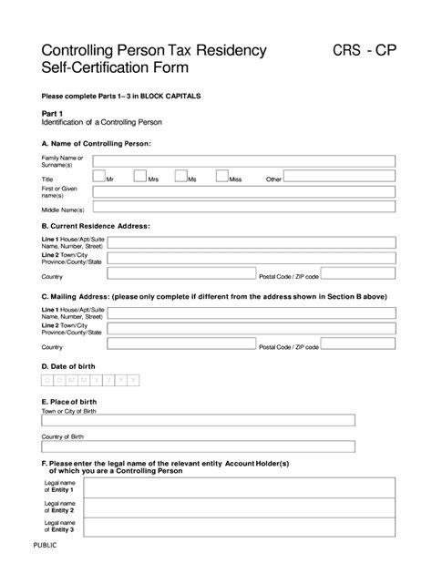 Fillable Online Instructions Crs Controlling Person Self Crs