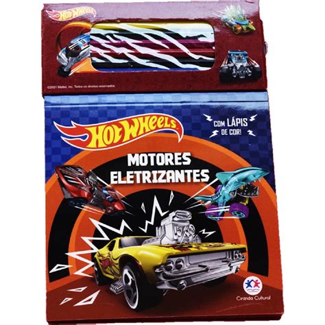 HOT WHEELS MOTORES ELETRIZANTES LIVRO LAPIS DE COR Shopee Brasil