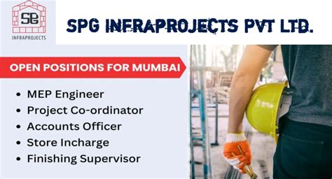 SPG Infraprojects Pvt Ltd Vacancy 2024 For Engineer Supervisor