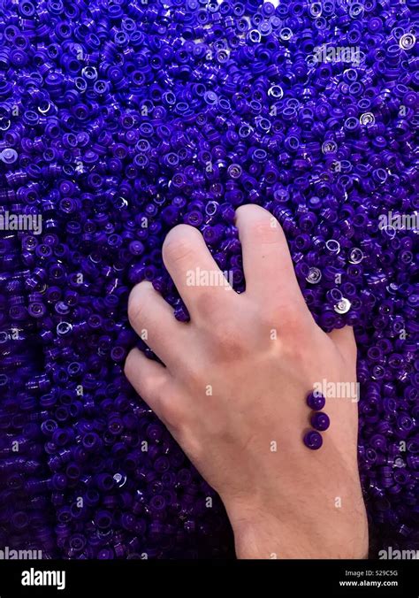 Hand In Purple Lego Blocks Stock Photo Alamy