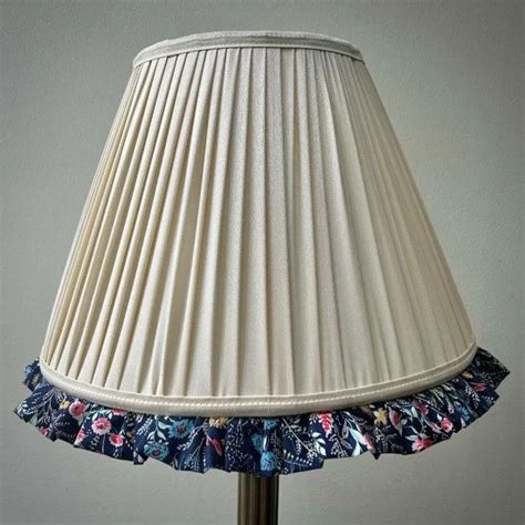 Cream Navy Floral Ruffled Bottom Lampshade