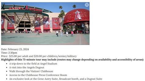 Angel Stadium Tour, Angels Stadium, Anaheim, February 23 2024 ...