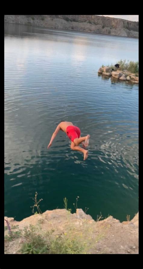 Create Meme Boy Jumping Into The Water From The Shore Cliff Jumping