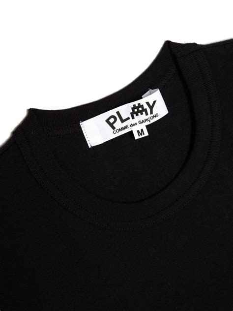 Comme Des Garçons Play X Invader Logo Appliqué Pixelated Motif T Shirt Black Farfetch